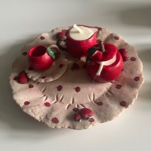 Apple inspired mini vintage teacup soy candles